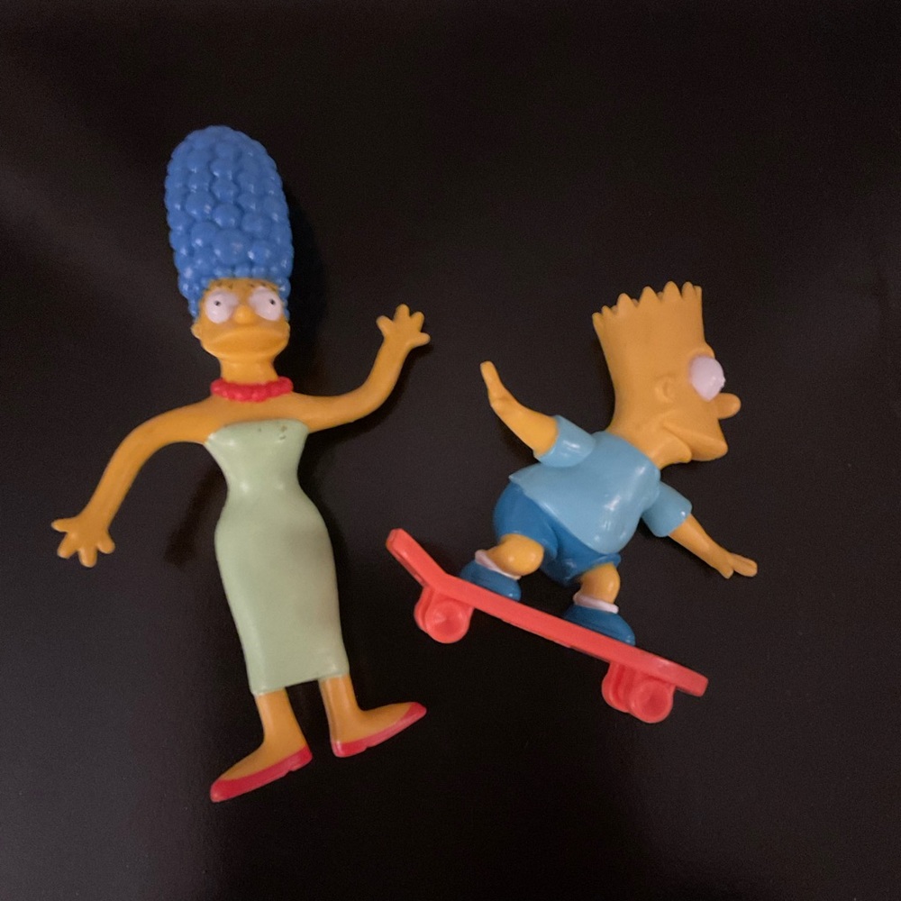 Vintage 1990 Bart Simpson Skateboarding and Marge Simpson figure collectibles